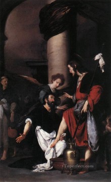  Strozzi Galerie - Saint Augustin lavant les pieds du Christ italien peintre Bernardo Strozzi